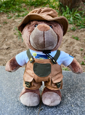 宝马小熊公仔bava露营熊正版摆件摩托车尾部挂件衣服车载玩偶装饰