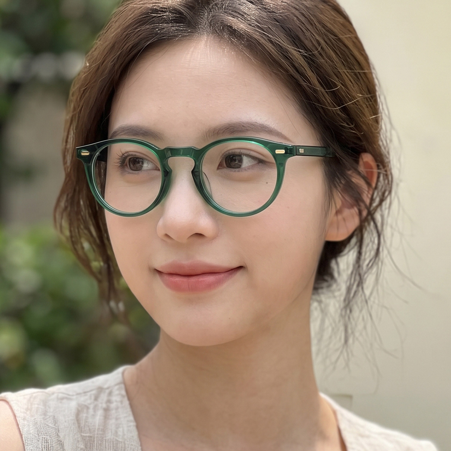 素颜高级感绿框眼镜板材墨绿绿色