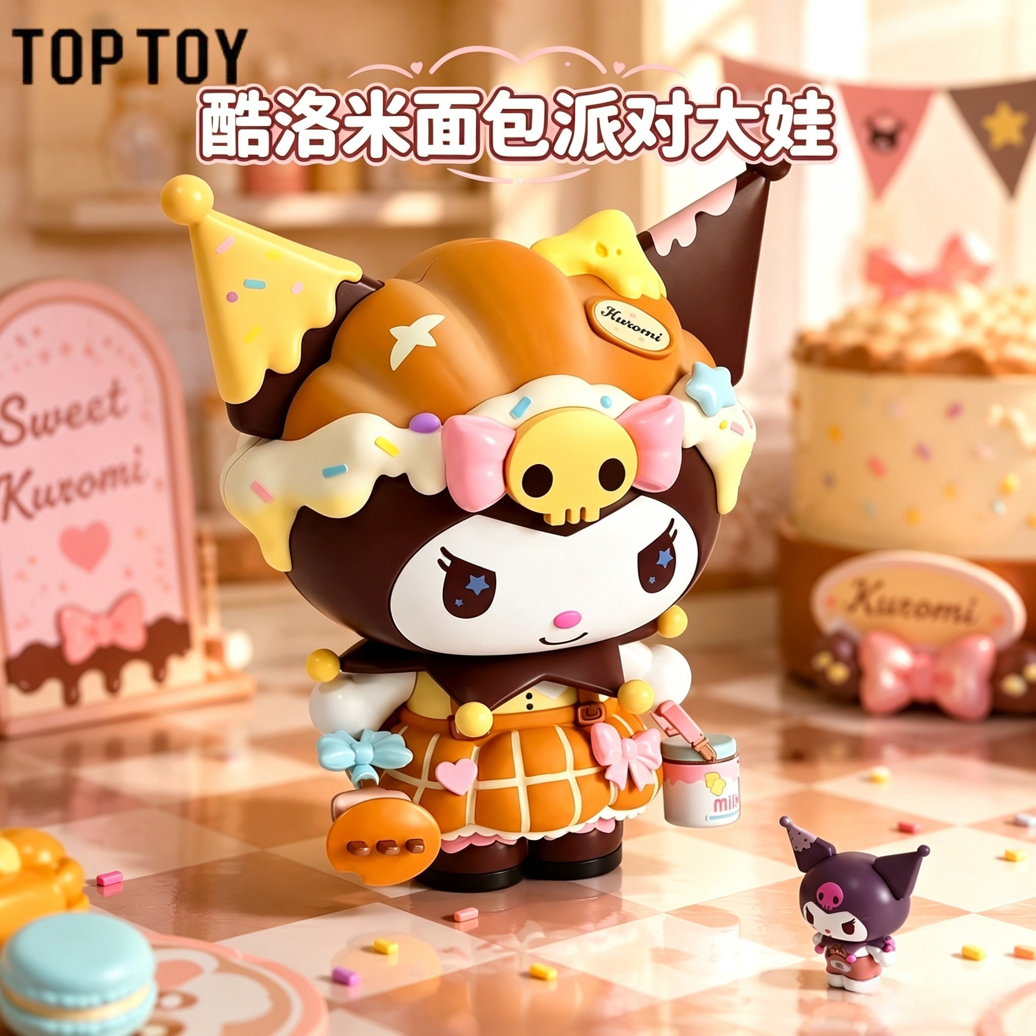 TOPTOY三丽鸥酷洛米面包派对系列积木大娃库洛米可爱桌面摆件礼物