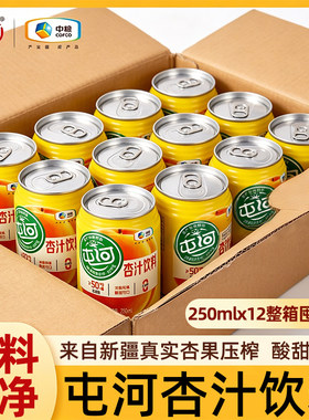 中粮屯河杏汁250ml*12浓缩果汁饮料新疆果蔬汁饮品轻食整箱批发