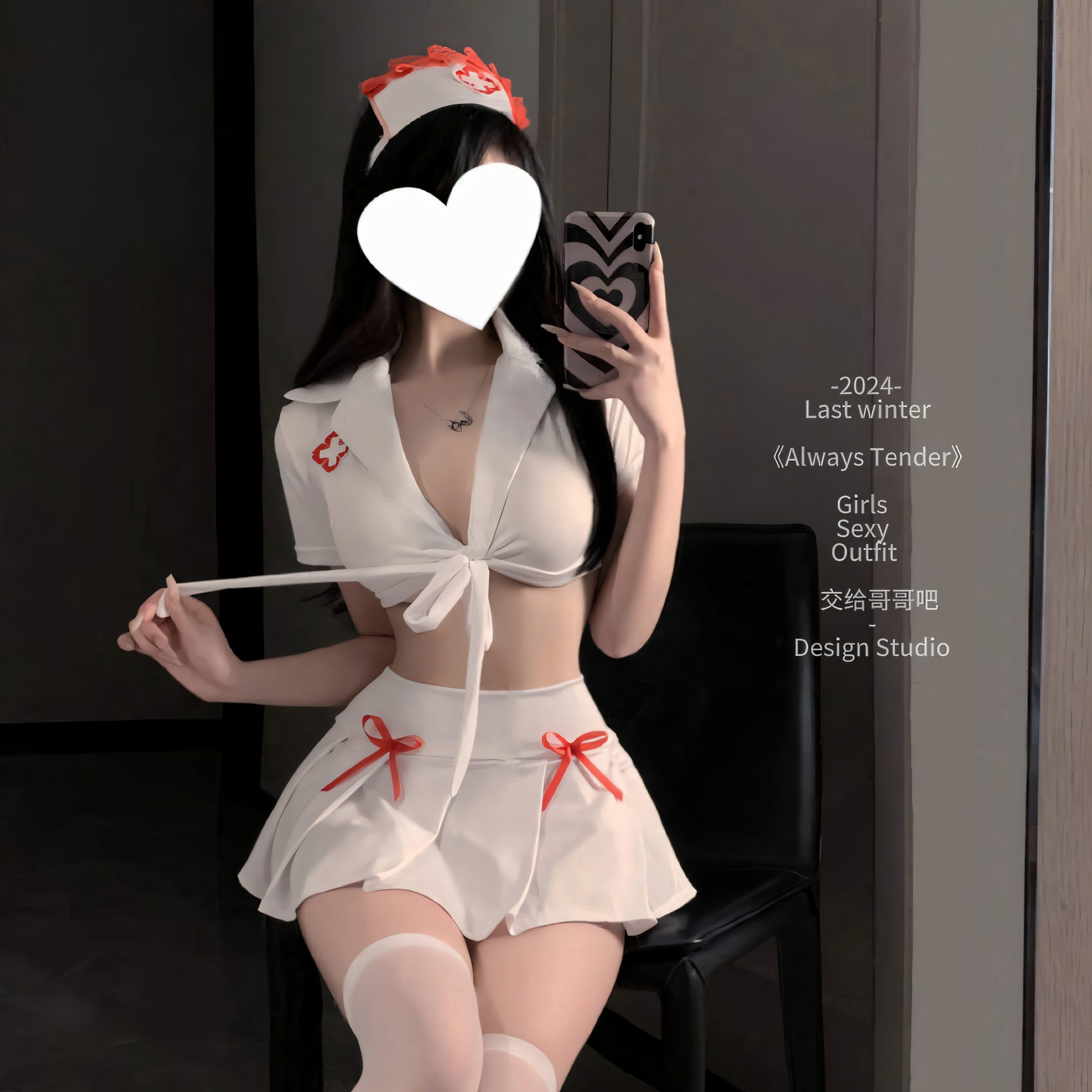 性感诱惑护士制服套装超短百褶裙
