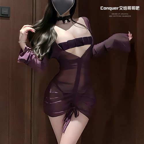 性感诱惑小胸显大睡裙透视包臀裙