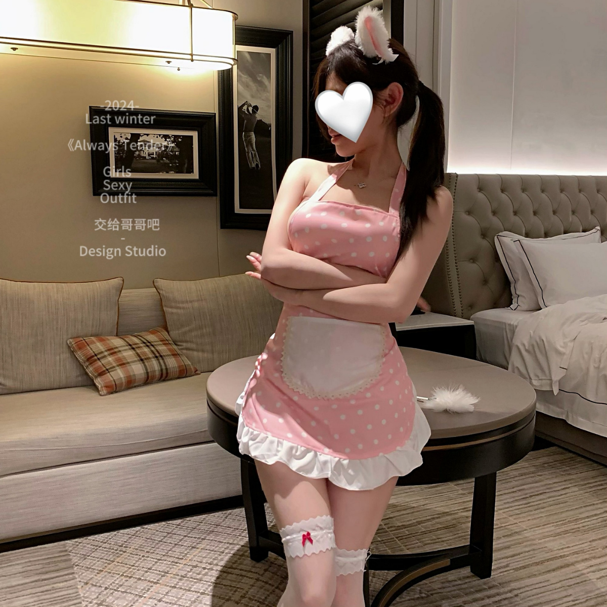 可爱puppy 纯欲小女仆制服cos诱惑挂脖围裙qqny情趣套装女佣装