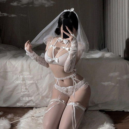 性感绑带黑白新娘装cos