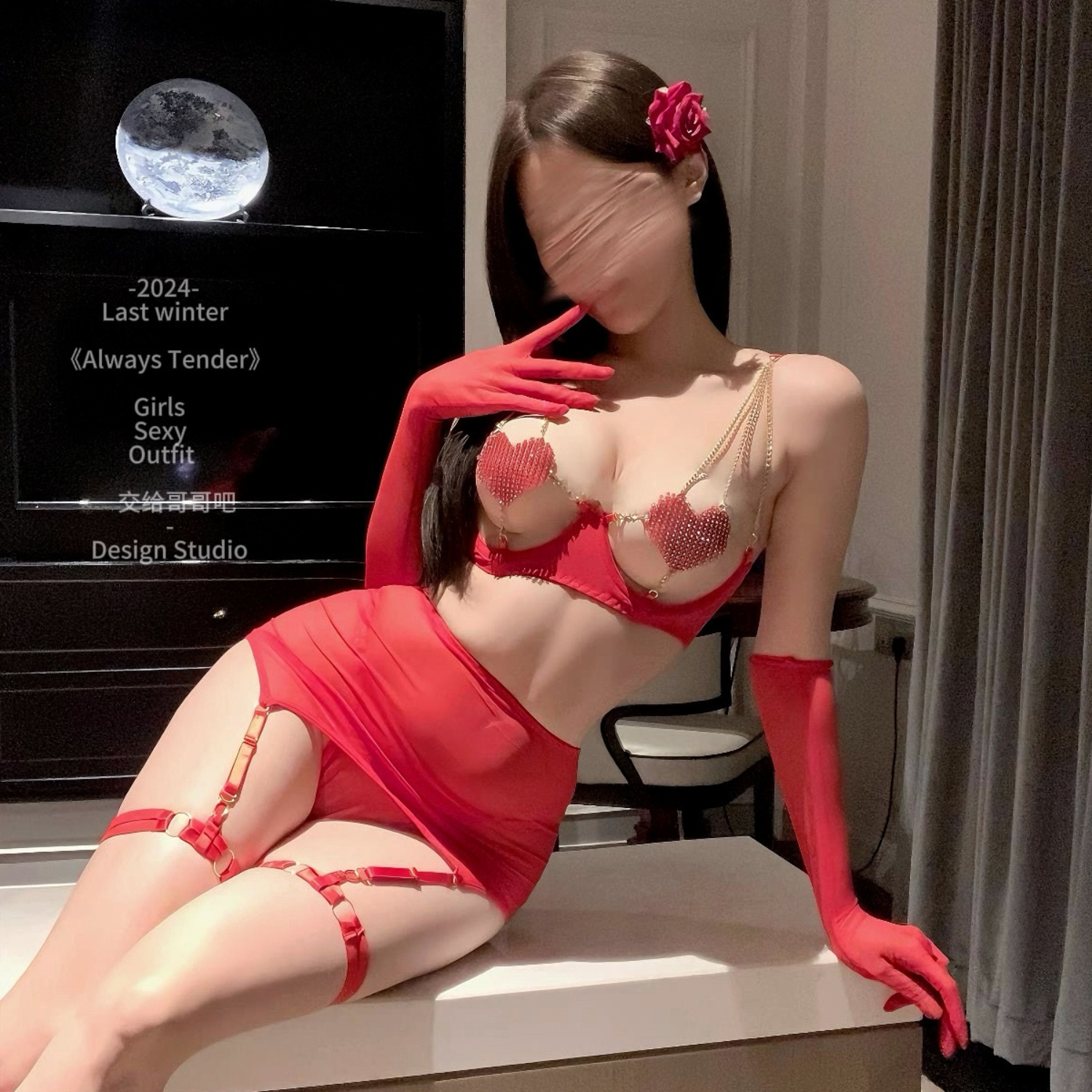 性感誘惑小胸顯大內衣愛心三點式