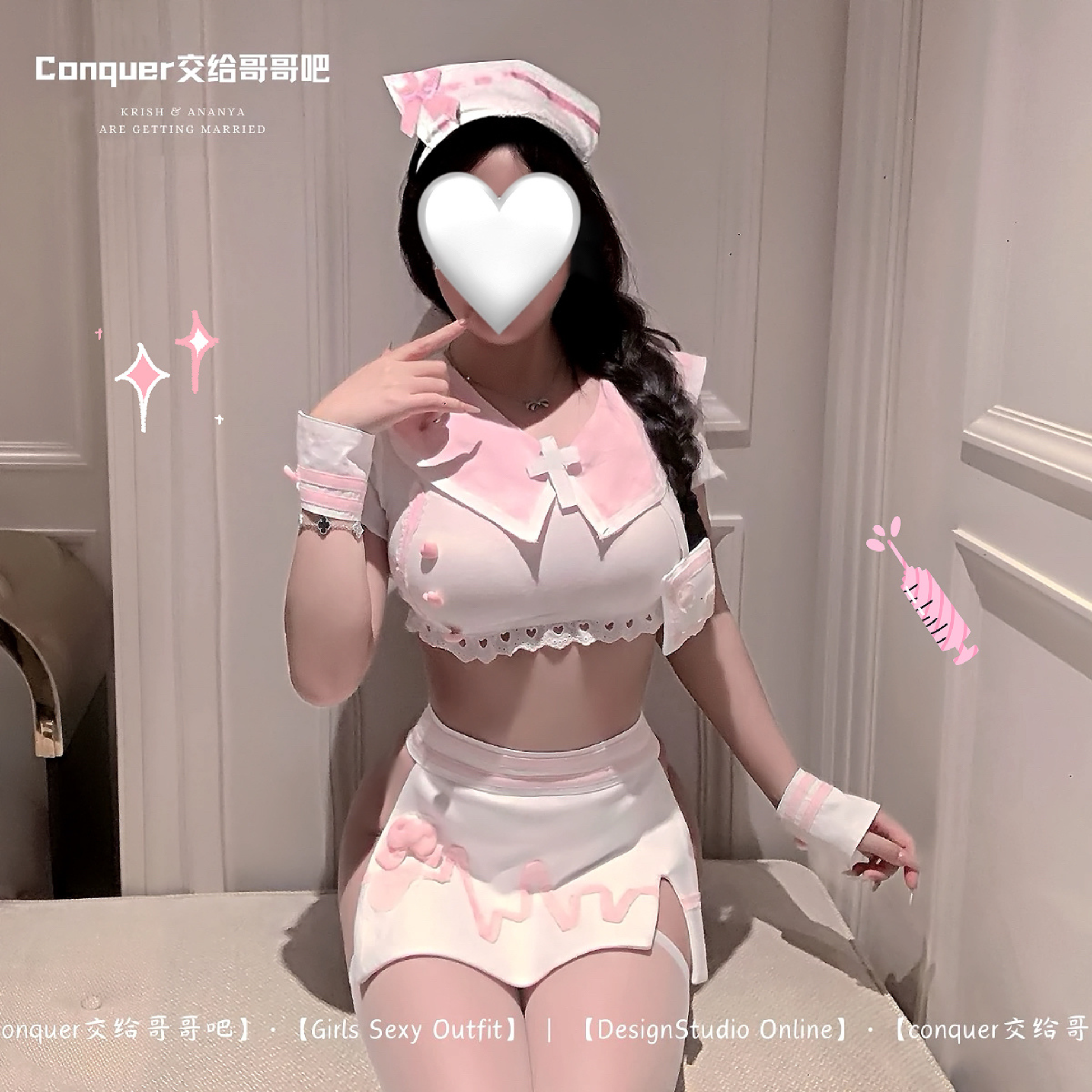 要哥哥打针！原创纯欲可爱护士制服套装性感露臀短裙qqny情趣衣服
