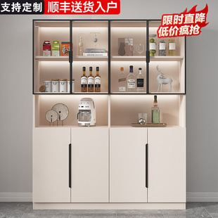 餐边柜靠墙一体高柜现代简约玻璃展示柜客厅酒柜家用收纳储物柜子