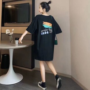 孕妇装夏季连衣裙新款时尚短袖小清新夏装宽松小个子夏天裙子