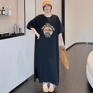 睡裙夏季新款韩式学院风短袖长裙宽松休闲过膝t恤裙中长款连衣裙