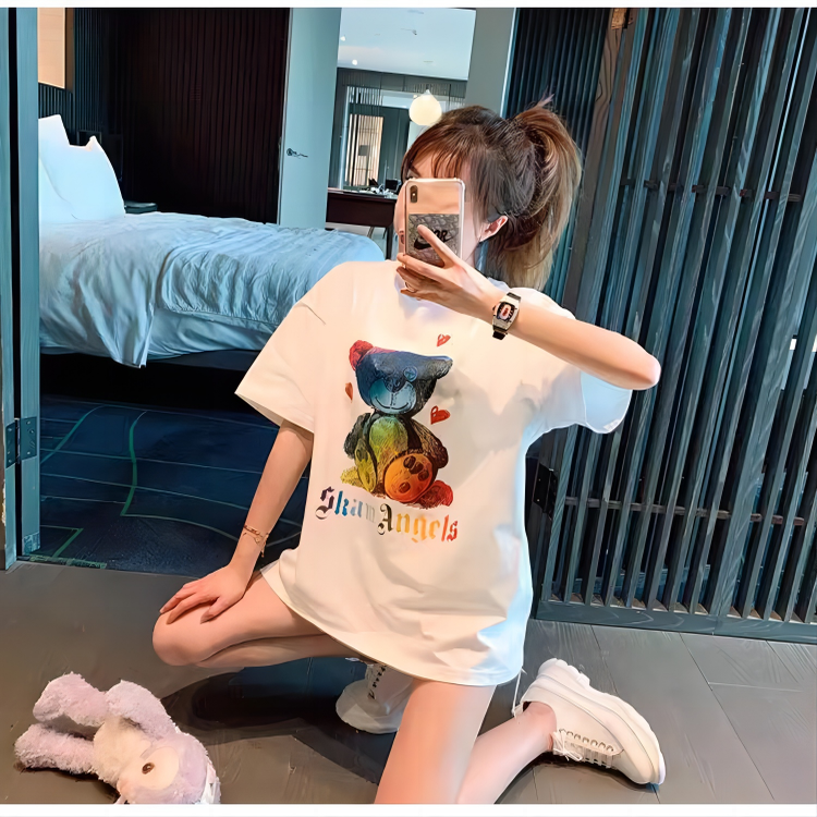 夏季韩版森系连衣裙短袖高街宽松美式休闲中长款T恤女大码遮肚子