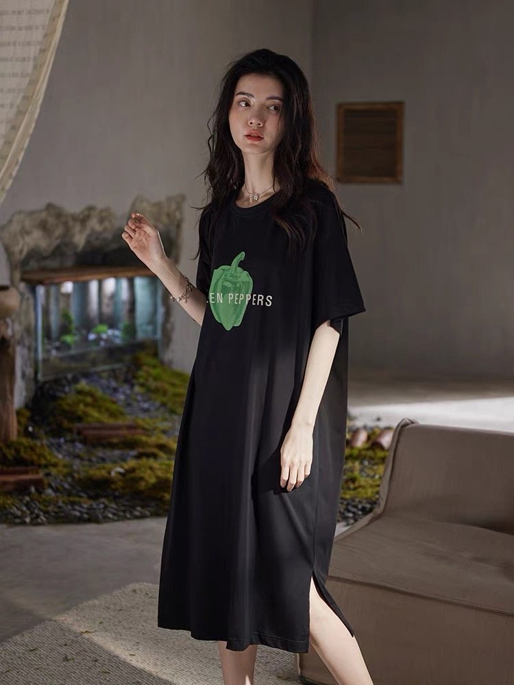 夏季可外穿睡裙女新款简约休闲家居服宽松显瘦懒人长裙长款连衣裙