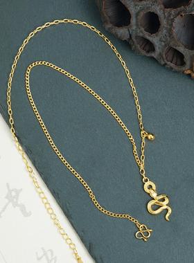 越南沙金灵蛇项链国潮饰品