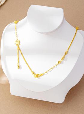 古法沙金蝴蝶AB套链女流苏项链