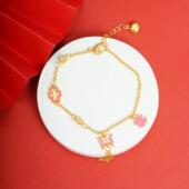 新中式 越南沙金手串复古珐琅彩滴油幽梦蝶生手链女百搭宫廷风饰品