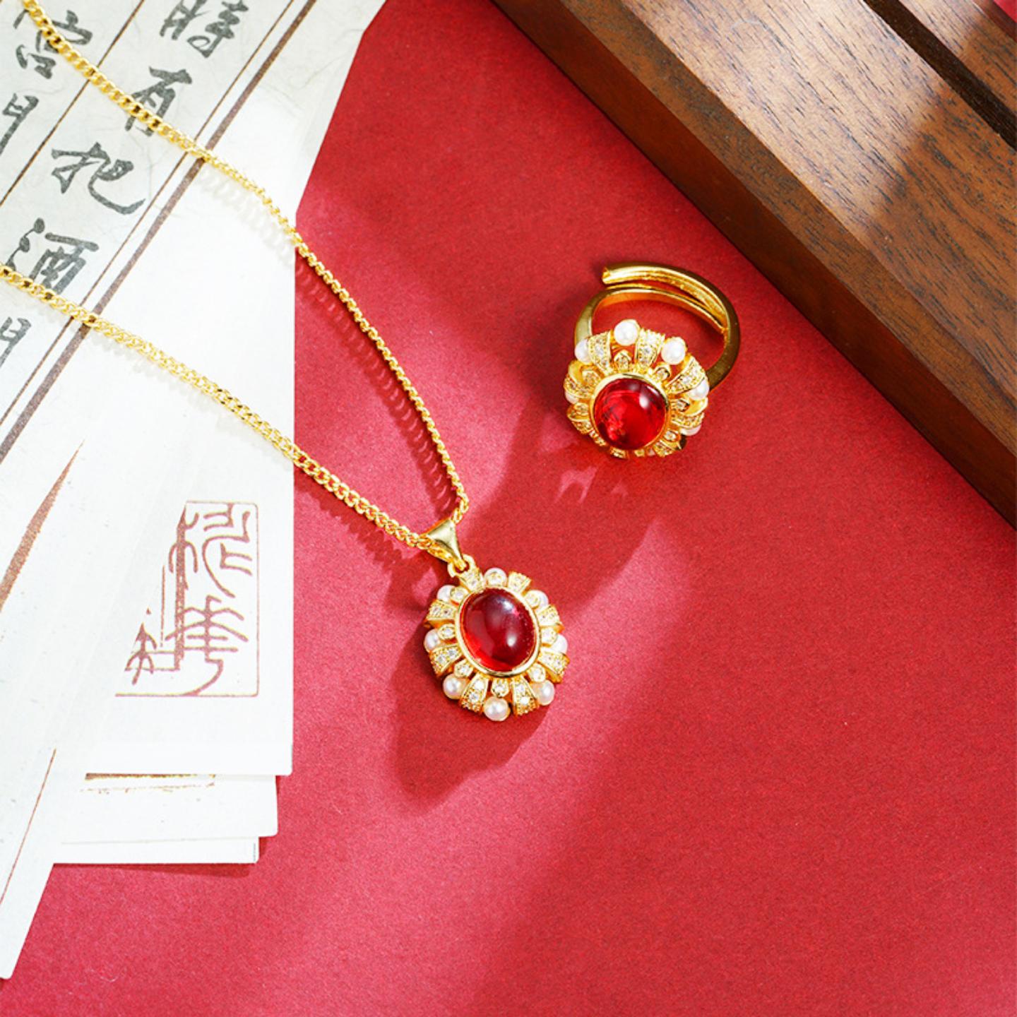 越南沙金珍珠镶钻轻奢套装