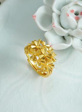 越南沙金民族风花团锦簇女戒