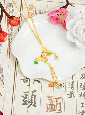 新中式古法沙金项链女复古滴油