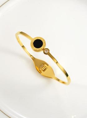 外贸罗马数字钛钢开口手镯