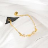 越南沙金手链轻奢镶锆雪花流苏圆珠手饰女时尚 高级感久不掉色饰品