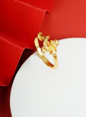 越南沙金盘蛇权杖轻奢戒指