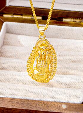 国潮铜钱貔貅沙金项链女