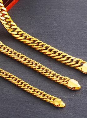 越南沙金风双扣男士铜合金项链