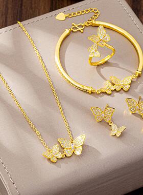 奢华镶钻蝴蝶饰品套装越南沙金
