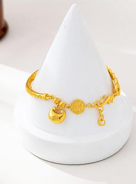 越南沙金锤纹胖福半镯女手链