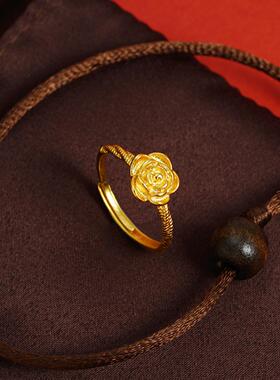 越南沙金玫瑰食指戒宫廷国潮设计