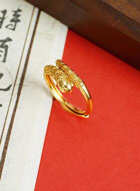 越南沙金灵蛇戒指女轻奢不掉色