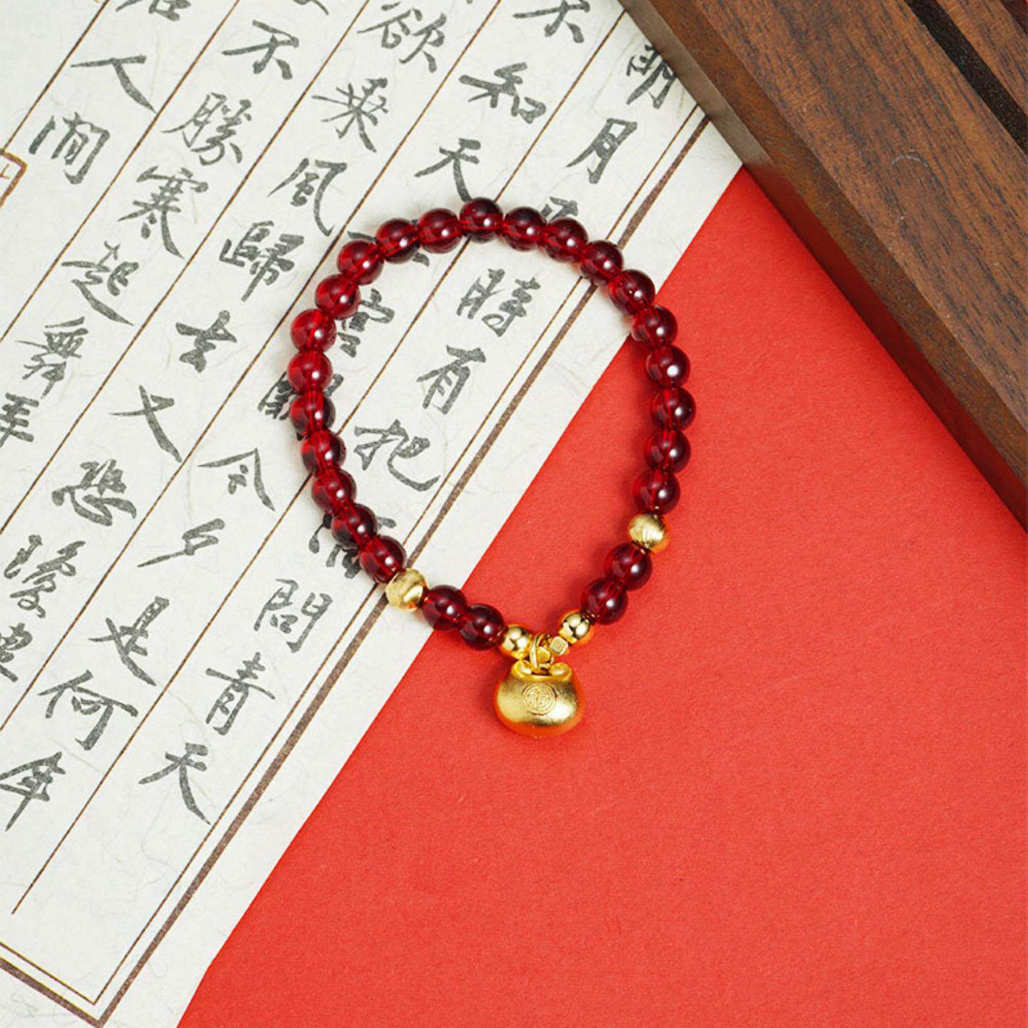 复古越南沙金手串潮流民族风串珠小胖福袋手链女百搭久不掉色饰品