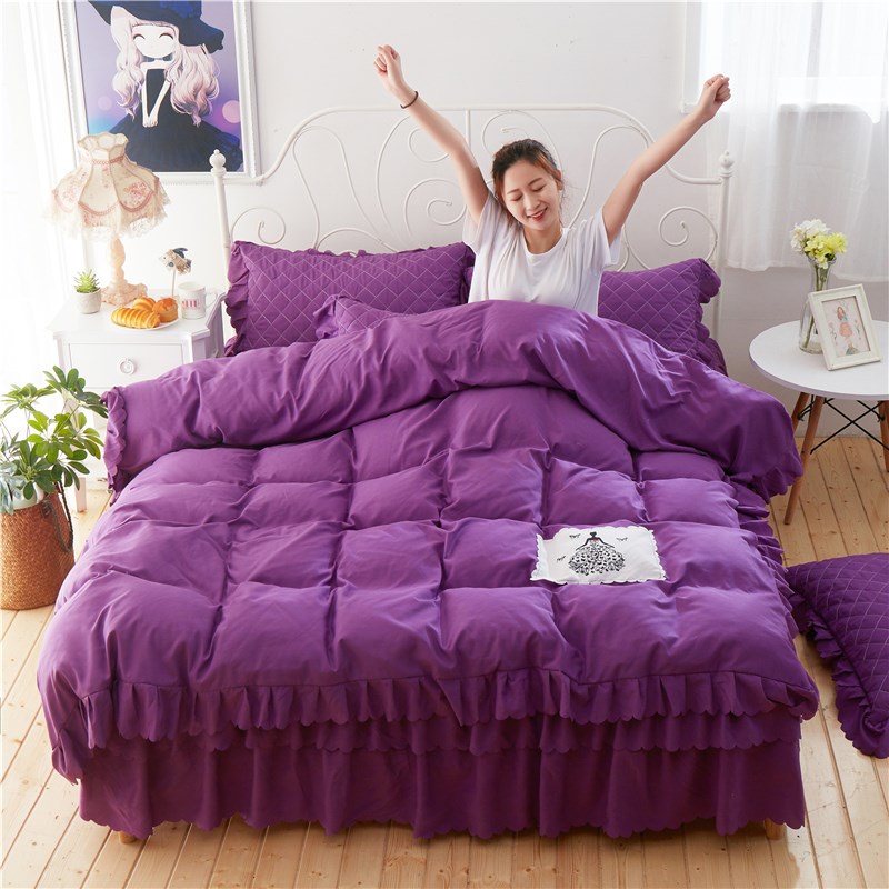 bedding Cotton lace Bedspread Bedcover Double Green fruit fresh 4 sets Bed skirt Four piece suitin the Bedclothes , Bedding Sets/Family of four/Multiple sets of  category - from Buy2taobao.com to provide professional Taobao agent buy service