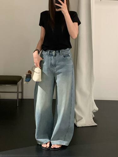 百搭牛仔裤阔腿裤幂姐裤休闲裤