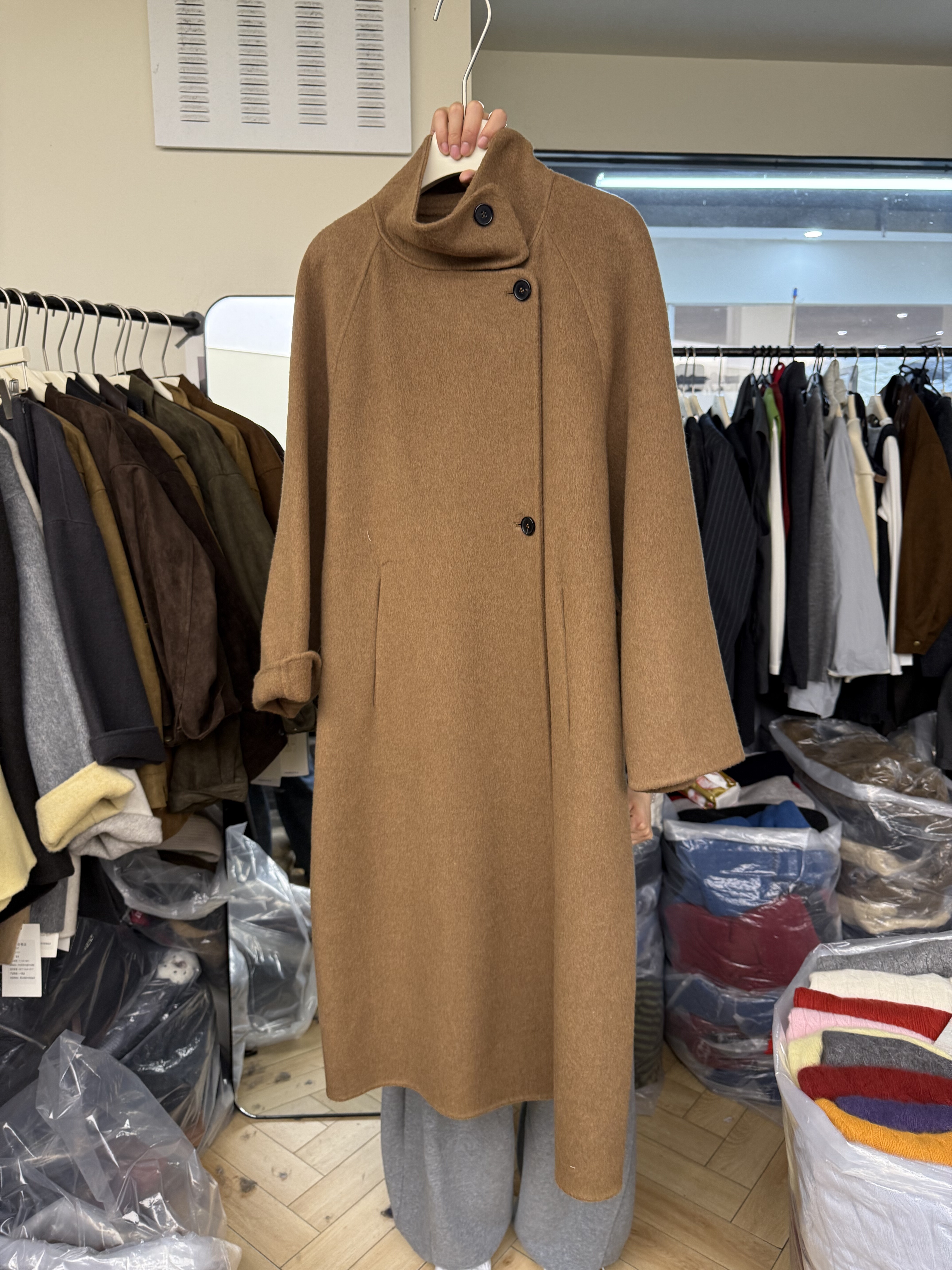 女长款宽松显瘦澳洲羊毛呢子外套