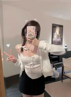 DDM STUDIOS_欲望芭蕾 纯欲系带上衣蝴蝶结白色吊带小背心女内搭