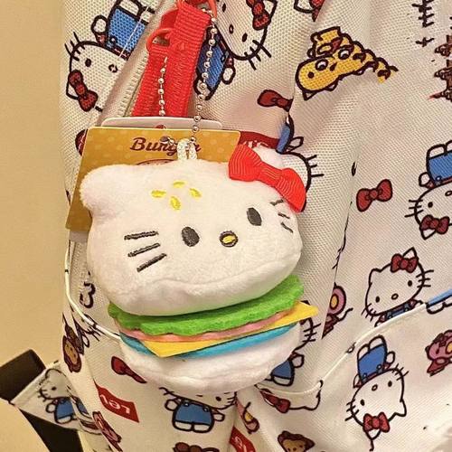 ins赵露思可爱卡通汉堡kt猫毛绒公仔包挂件挂饰少女心钥匙扣情侣