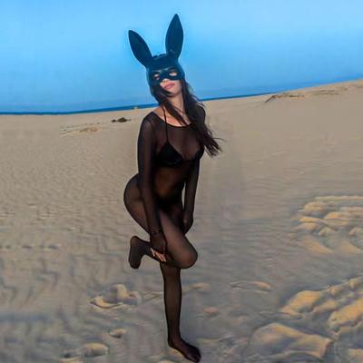 美国性感弹力镂空裆连裤袜