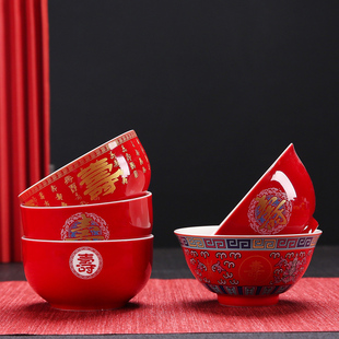寿碗定制生日老人百寿庆宴福寿红碗筷祝寿回礼对碗礼盒套装伴手礼