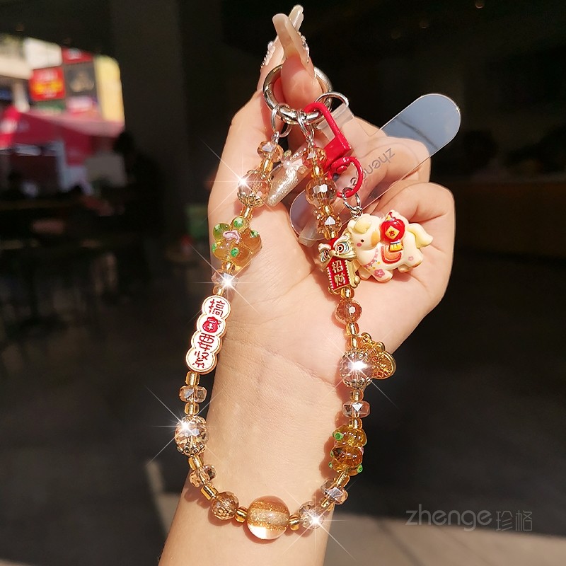 马年新款招财手机链挂绳轻奢高级感水晶串珠手链女户外钥匙壳结实,3C数码配件,手机挂件/手机链,淘宝优惠券,粉丝福利购,淘宝优惠卷