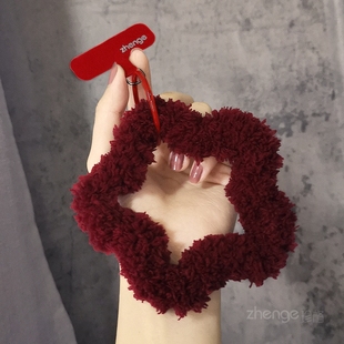 手机挂绳短款毛绒绒星星手环钥匙扣防丢户外冬季毛茸茸腕带壳结实