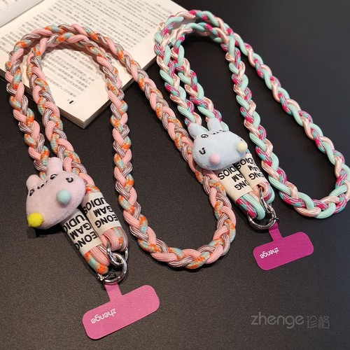 手机挂绳长款斜挎可背加粗撞色