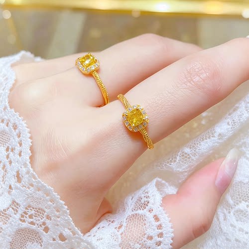 小方糖戒指女款可调节气质小众