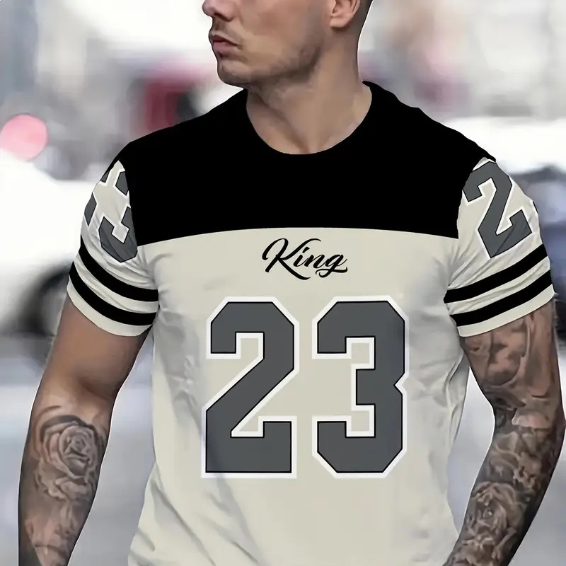 芝加哥23号T恤男士KING 圆领可机洗男士芝加哥23号3D印花T恤一件