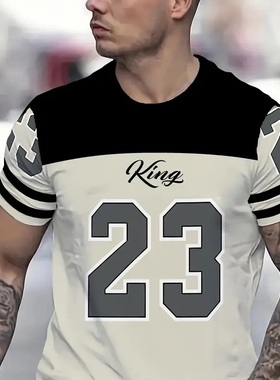 芝加哥23号T恤男士KING 圆领可机洗男士芝加哥23号3D印花T恤一件