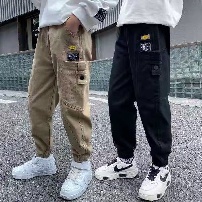 2026新款男童春秋裤子长裤口袋工装裤休闲运动中大童秋季儿童潮裤