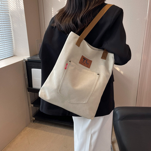 帆布包女大容量斜挎包手提单肩包日系通勤时尚潮包大学生上课背包