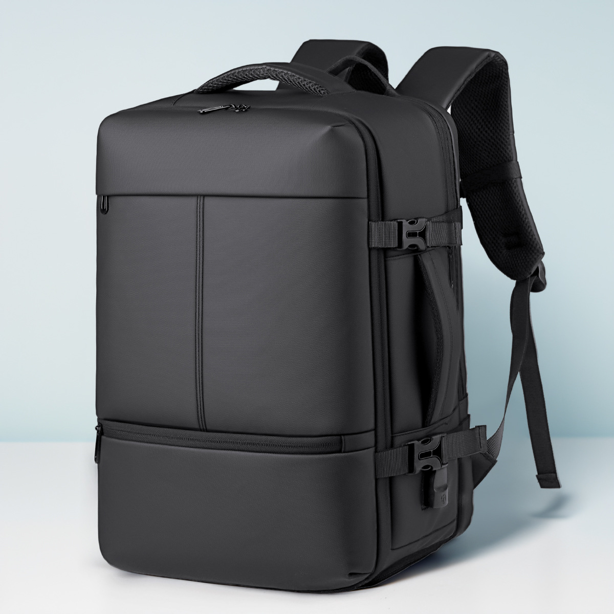 大容量多口袋休闲双肩背包商务出差电脑包轻便扩展通勤旅行收纳包