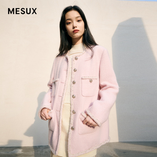 MESUX米岫新品 含绵羊毛箱型口袋小香风外套优雅夹克女MMWUH602