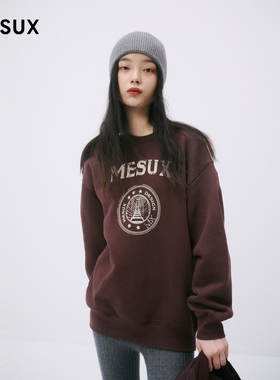 MESUX米岫新品长绒棉印花复古运动休闲卫衣女装外套MMWUZ305