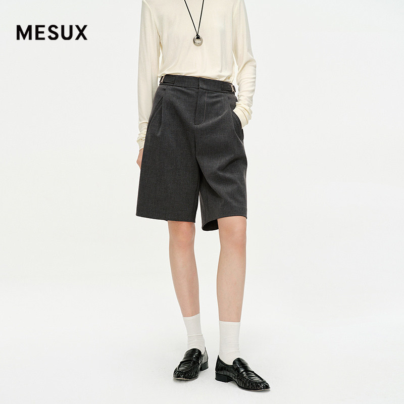 MESUX米岫25冬经典五分立体单褶内西装中裤休闲裤MNWUQ201